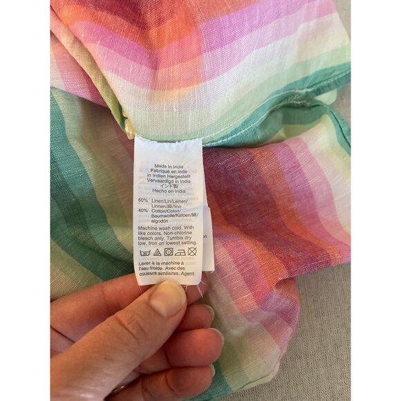 J.Crew Womens pink and green linen Striped Button-Up Shirt Size 6 - Picture 7 of 12